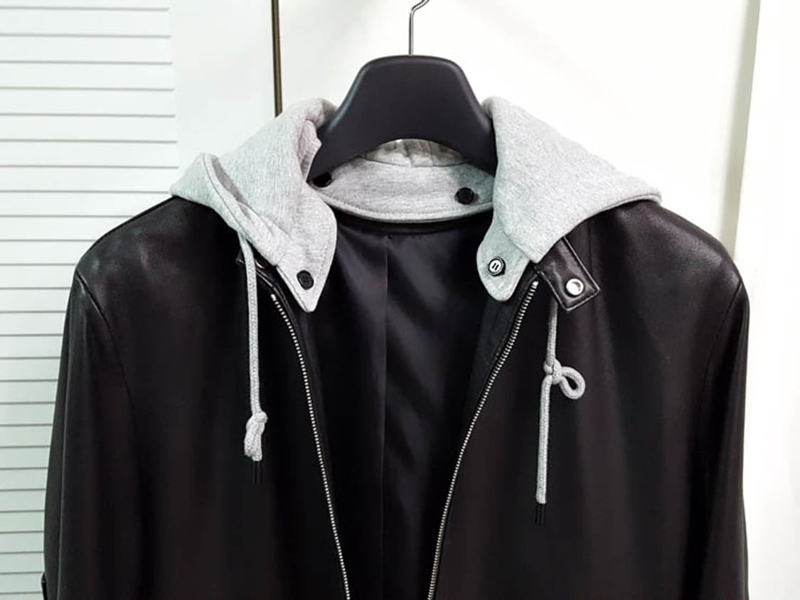 지이크 남성 블랙 후드 양가죽 자켓 상품이미지2