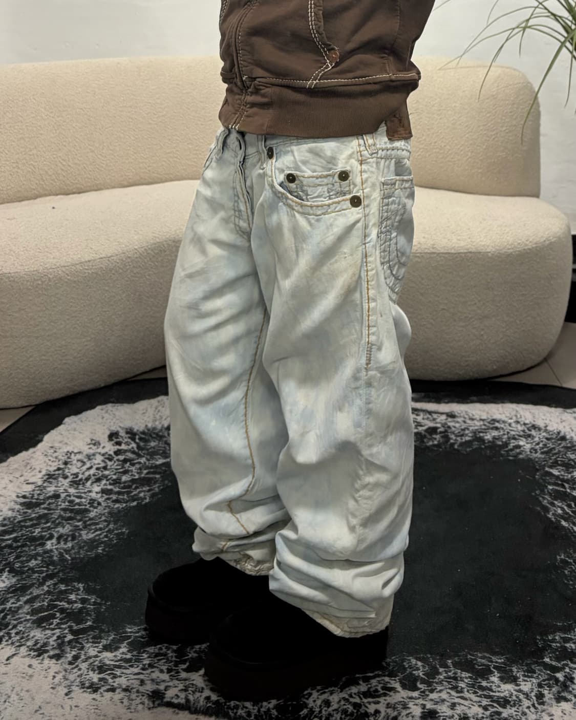 90s TRUERELIGION geno super T 스티치 데님팬츠 상품이미지3