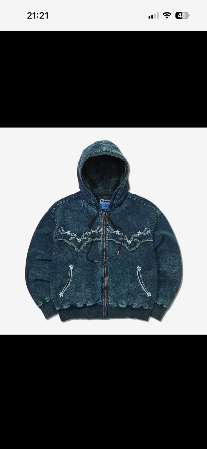 [택포] 펜필드 플라워 인디고 후드 집업 상품이미지1