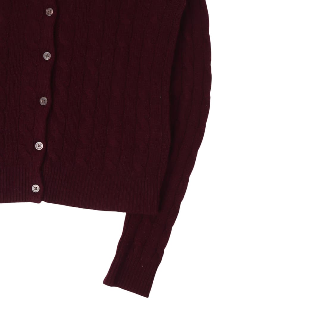 폴로 랄프로렌 딥 버건디 울 캐시미어 케이블니트 가디건 상품이미지4