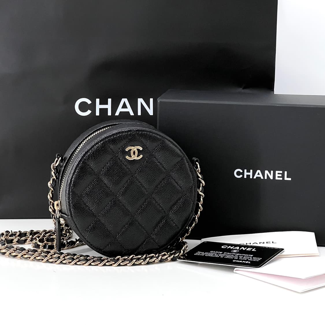 샤넬 캐비어 탬버린 체인 크로스백 블랙 (AP0245) 상품이미지1