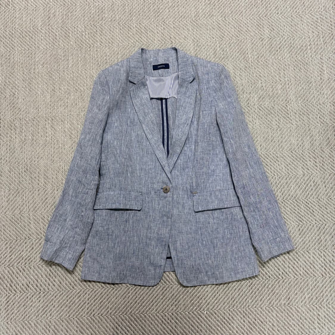 (90)해지스 멜란지블루 린넨자켓 상품이미지1