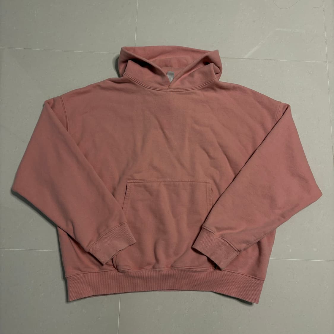 정품 어텐션로우 오버핏 무지 핑크 후드티 상품이미지2