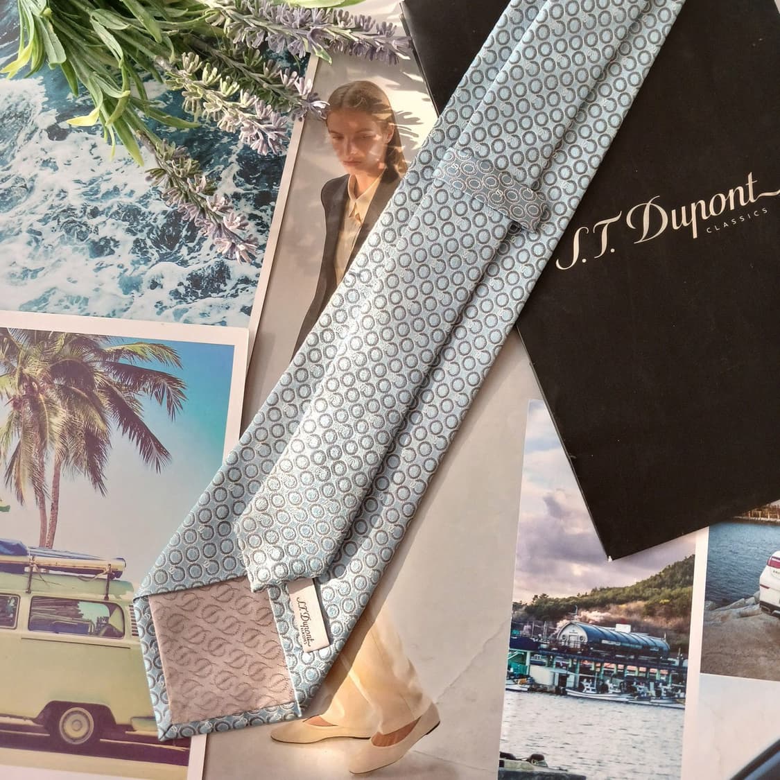 듀퐁 실크 스카이블루 서클 패턴 넥타이 8.5cm B등급 A18973 상품이미지3