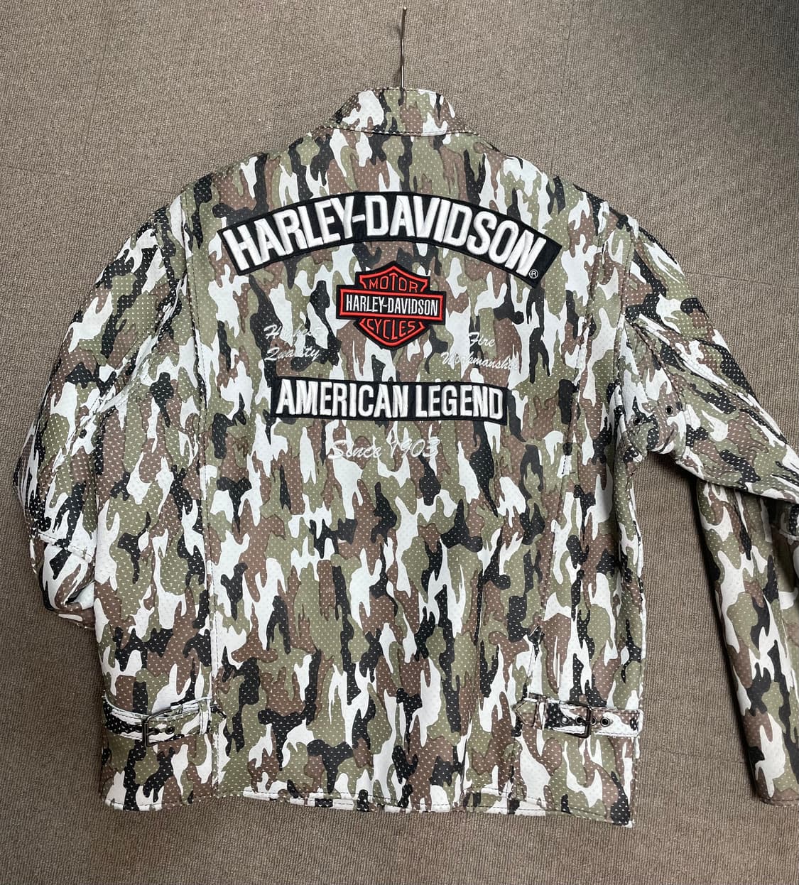 (105) 할리 커스텀 카모 소가죽 리얼레더 라이더자켓 상품이미지2