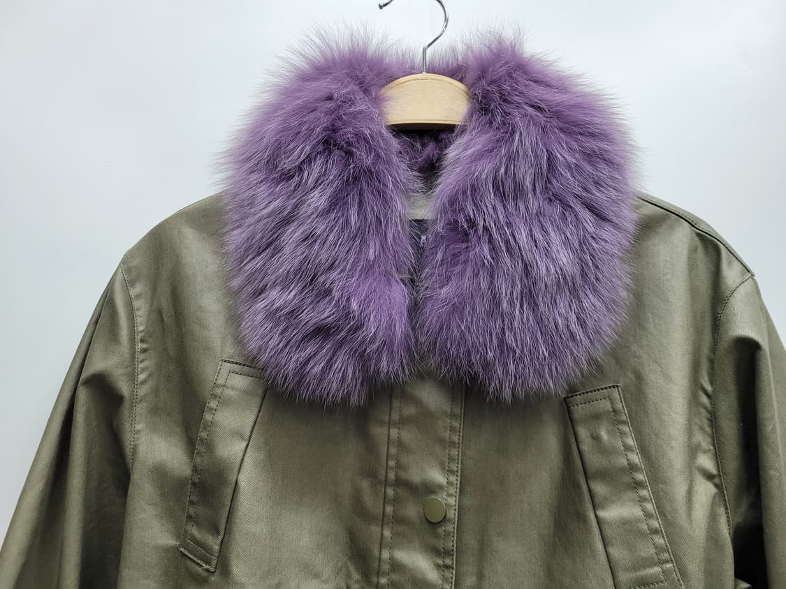 (새상품급) 안나수이 20FW 폭스퍼 벨티드 자켓 / 여 55 카키
 상품이미지4