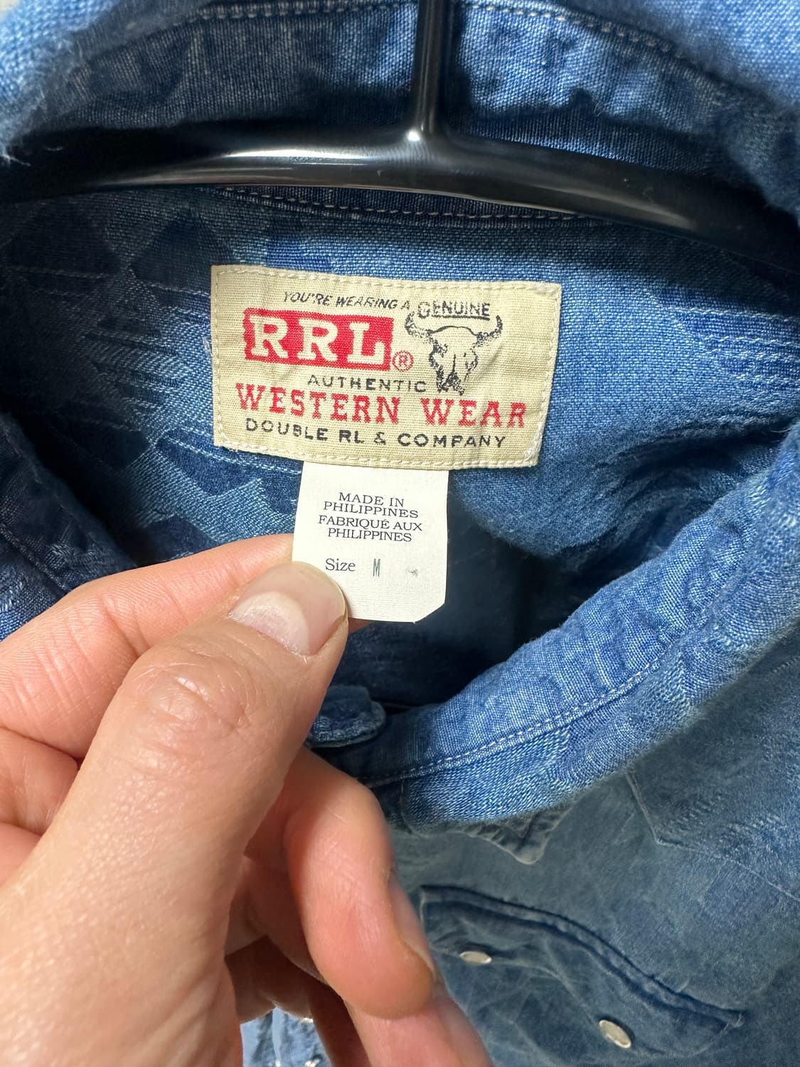 RRL 인디고 자카드 웨스턴 셔츠 M 상품이미지6