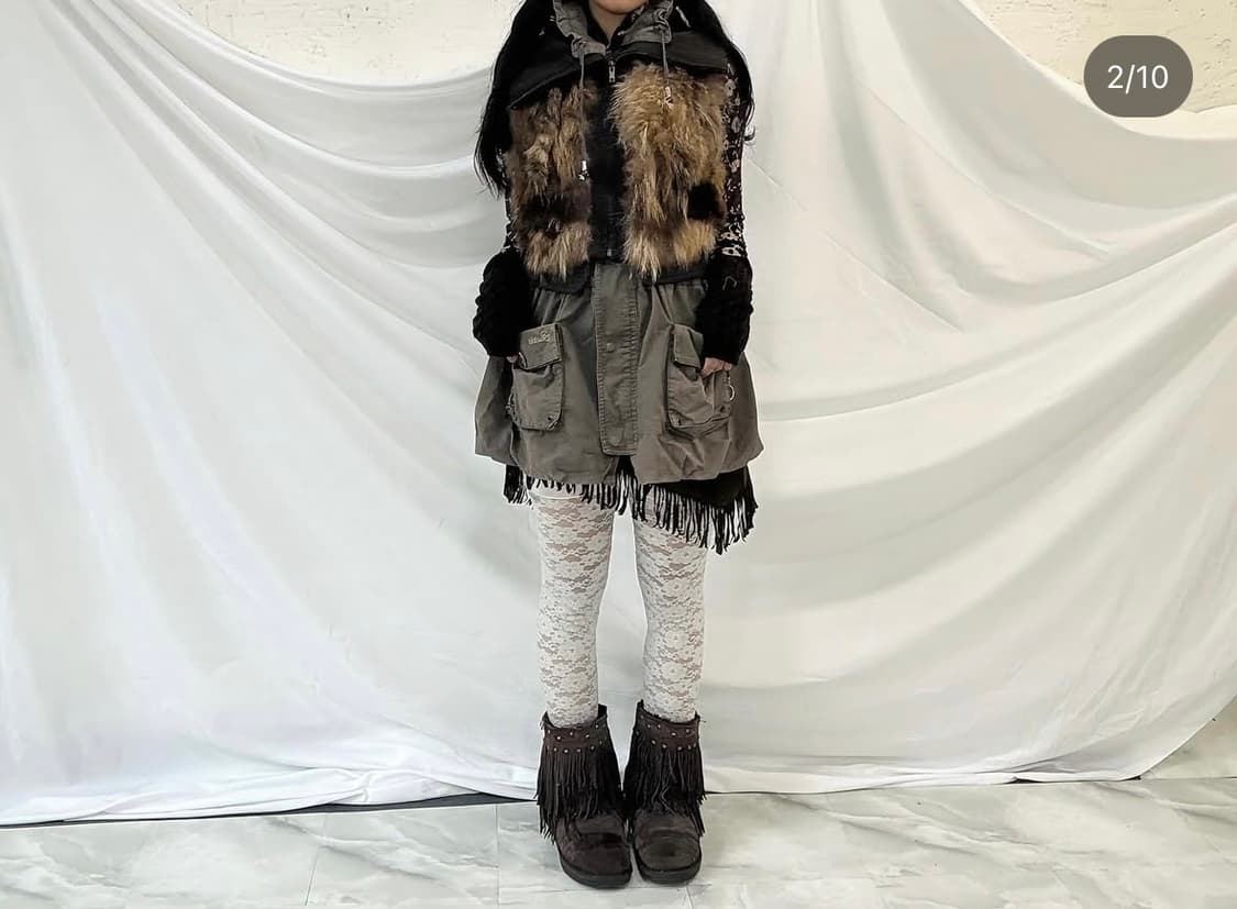 벨벳차이나카라탑, 웨스턴언발스커트, 퍼베스트 상품이미지2