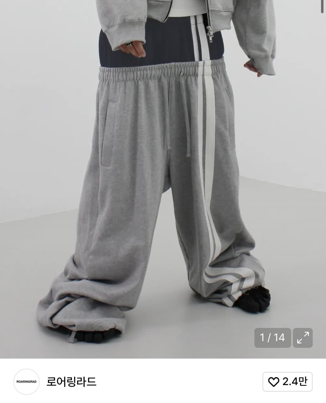 로어링라드 더블 웨이스트 스웻 팬츠 그레이 상품이미지1
