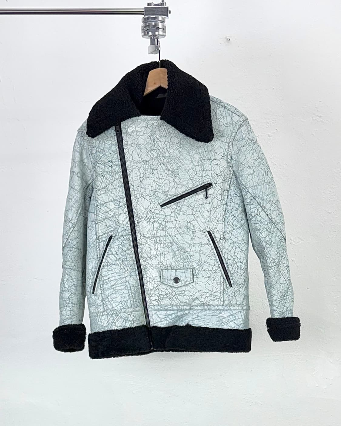 블랙 데님 비앙케토 시어링 스킨 집 라이더 자켓 상품이미지1