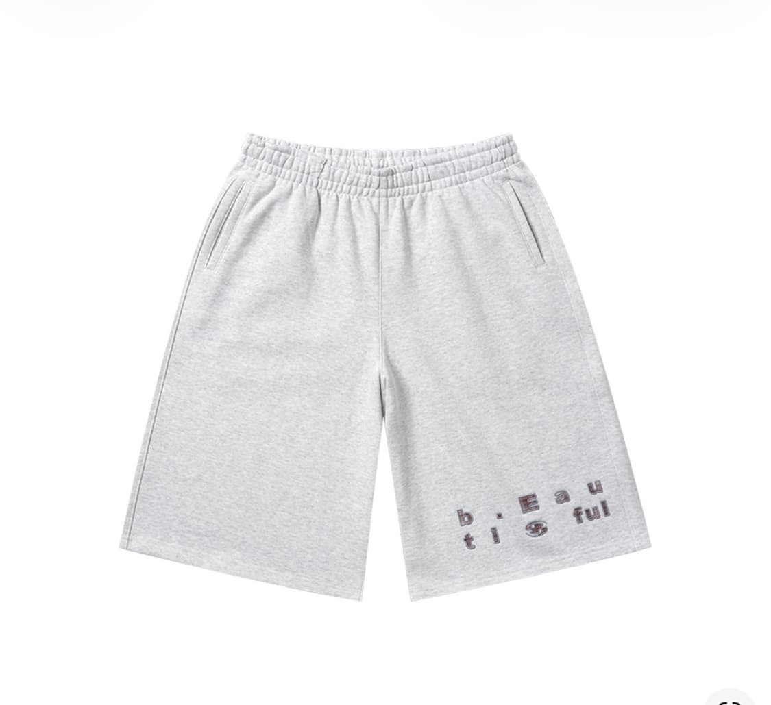 산산기어 x 뷰티풀 스웻 쇼츠 화이트 멜란지 상품이미지1