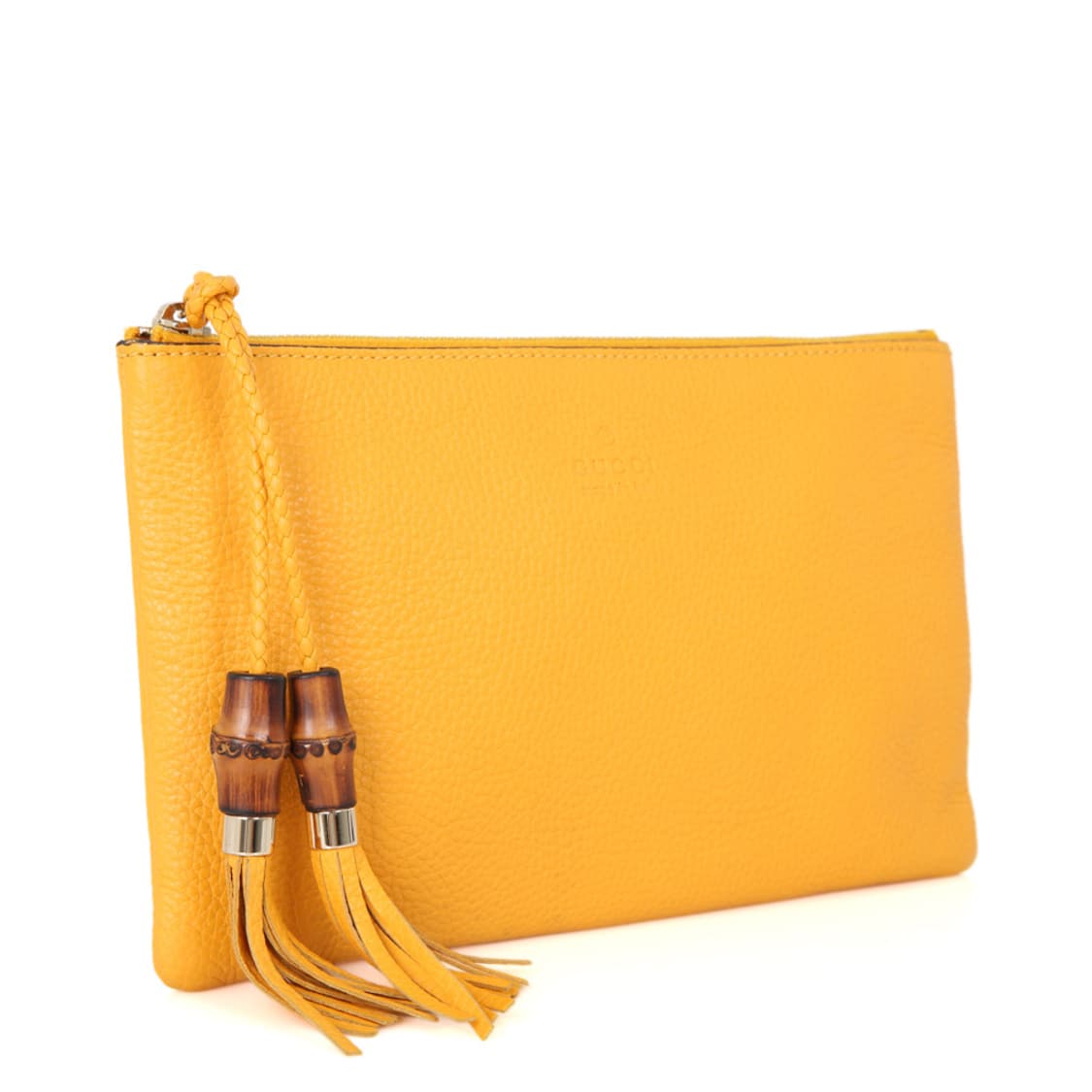 구찌 뱀부 테슬 클러치 지퍼 파우치 376854 옐로우 상품이미지3