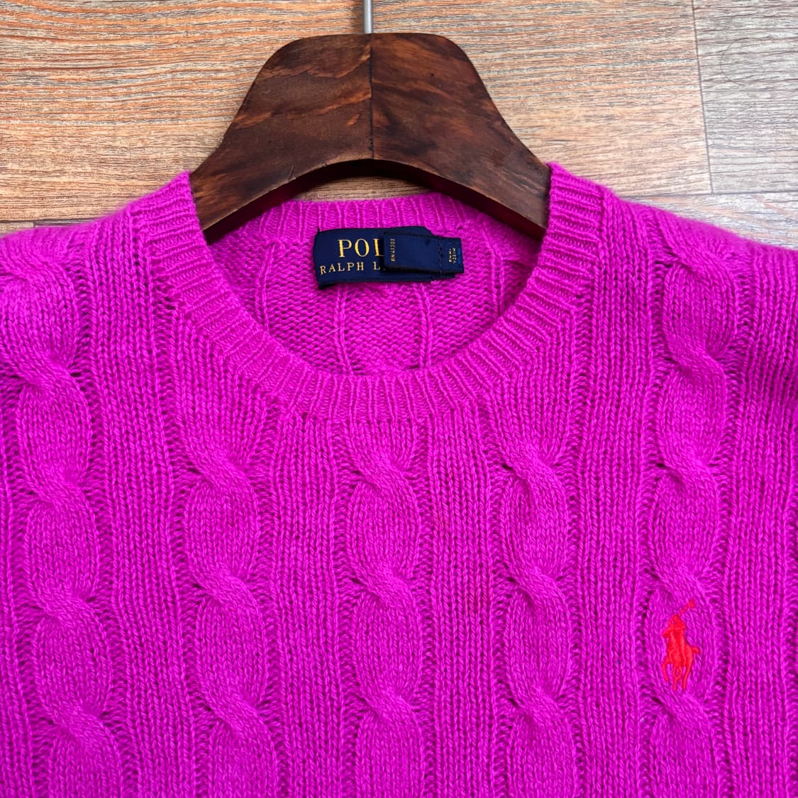 폴로 캐시미어 메리노울 니트 S 핑크 케이블 랄프로렌 초경량 상품이미지4