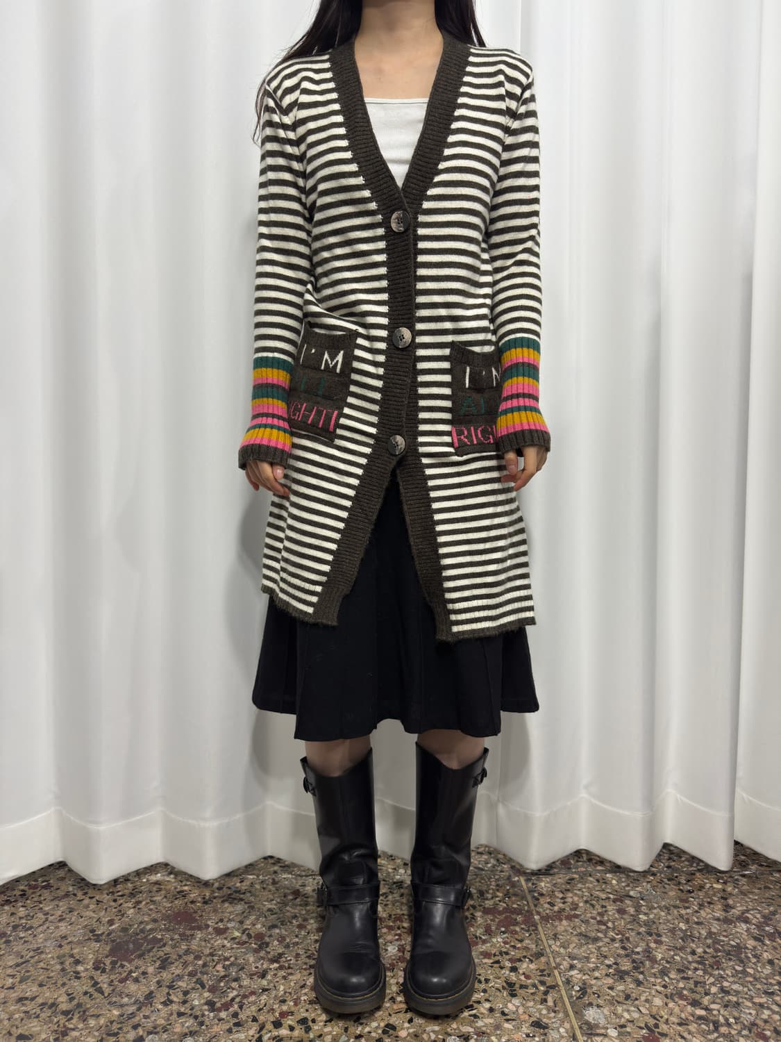 brown stripe design cardigan 상품이미지2