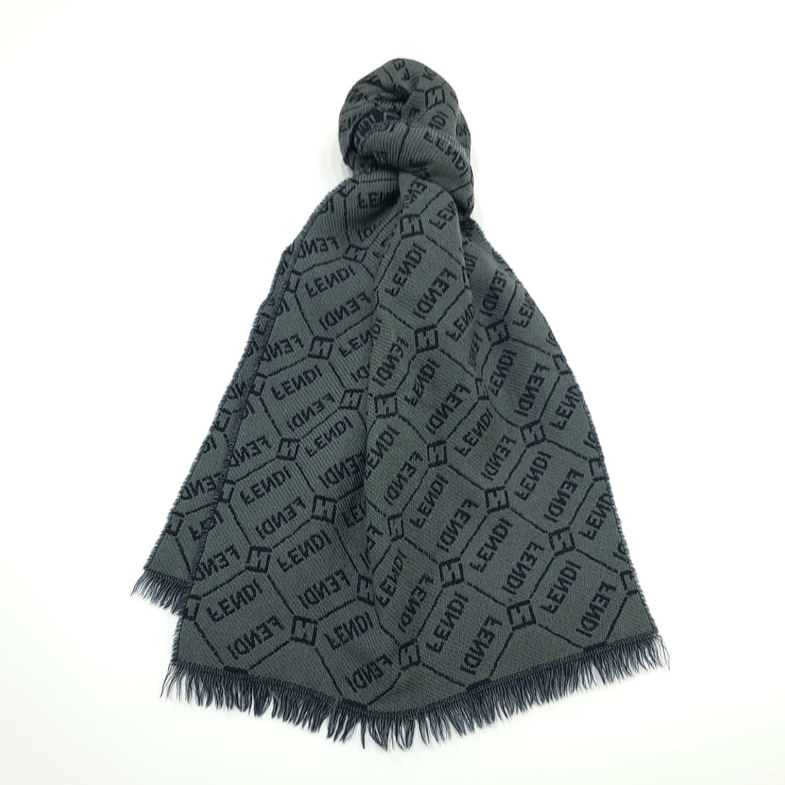 MX198 펜디 FF 모노그램 세이지그린 네이비 울 양면 목도리 머플러 상품이미지1