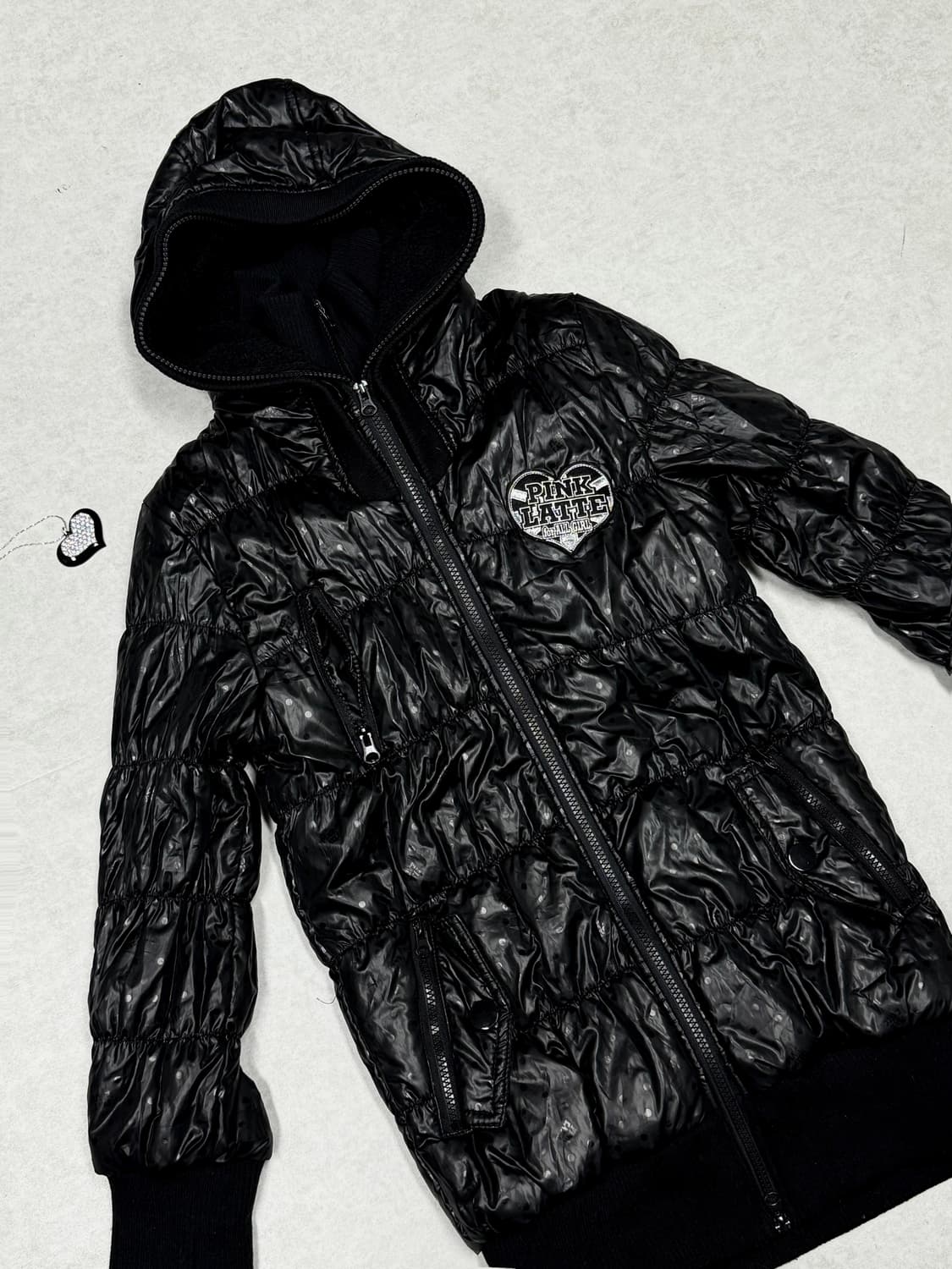 갸루 블랙 유니언잭 도트 패딩 상품이미지2