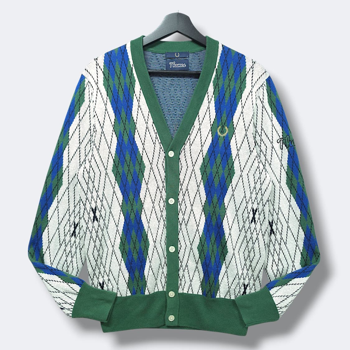 [S] 프래드페리 X 템즈(Thames) 콜라보 아가일 가디건 상품이미지1