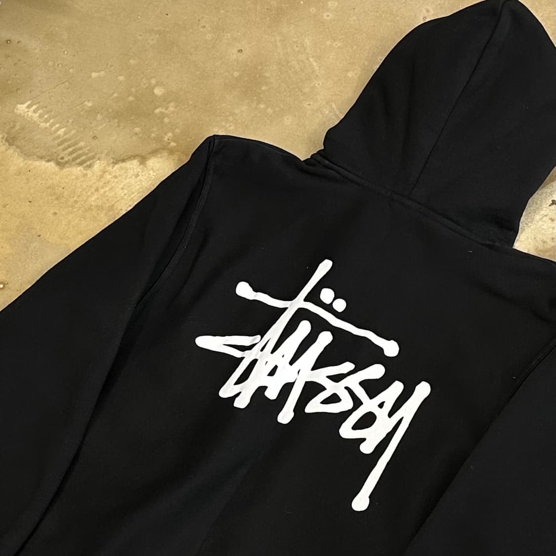 M 스투시 빅로고 블랙 기모 후드 집업 상품이미지3