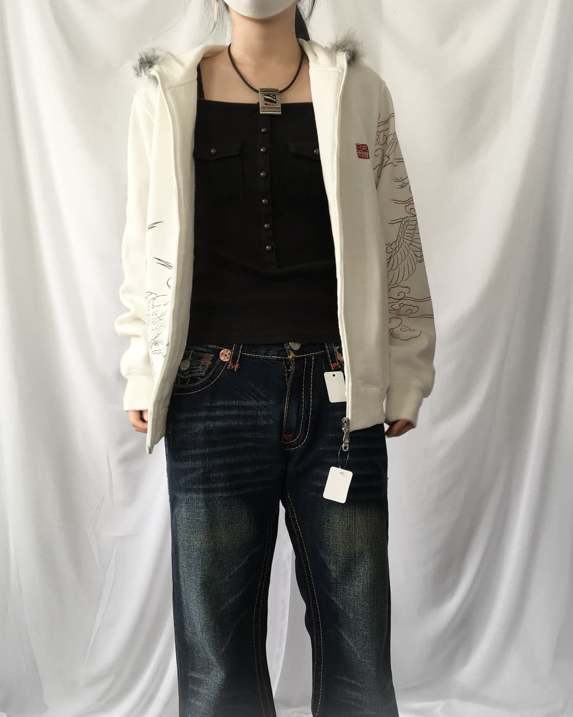 Fake fur hood oriental hood zip up 상품이미지8