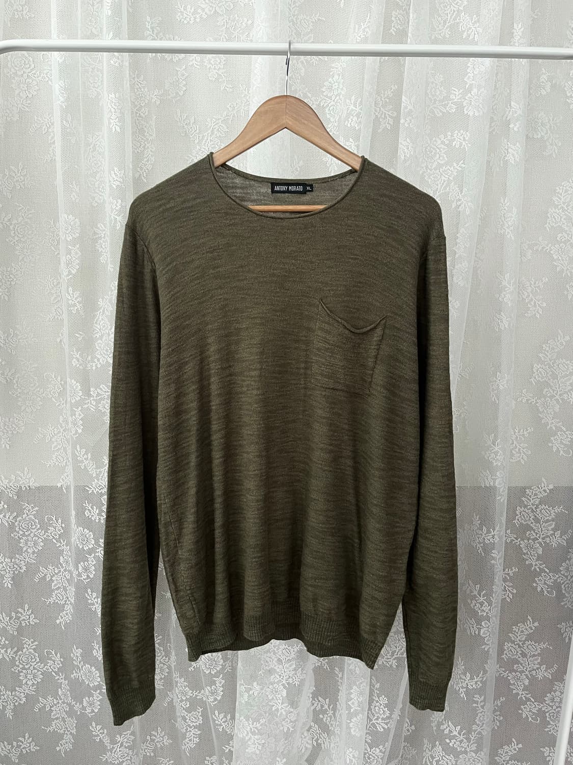 XL) 안토니모라토 코튼 비스코스 니트 카키 상품이미지1