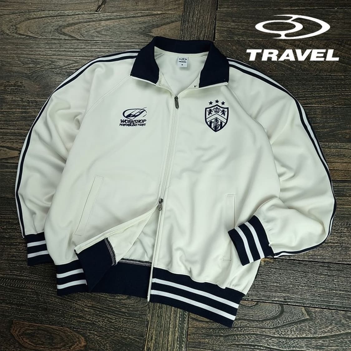 [트래블] 사이드라인 오버핏 져지 트랙탑 집업 자켓 아이보리 M19671 상품이미지1