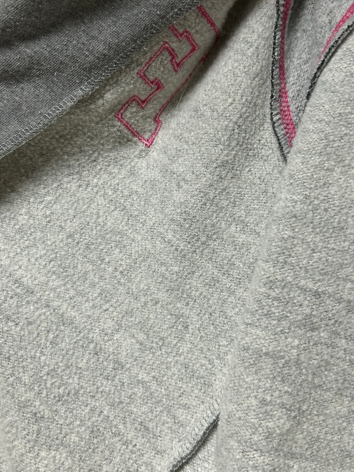 핑크 배색 레터링 포인트 빈티지 후드집업  상품이미지5