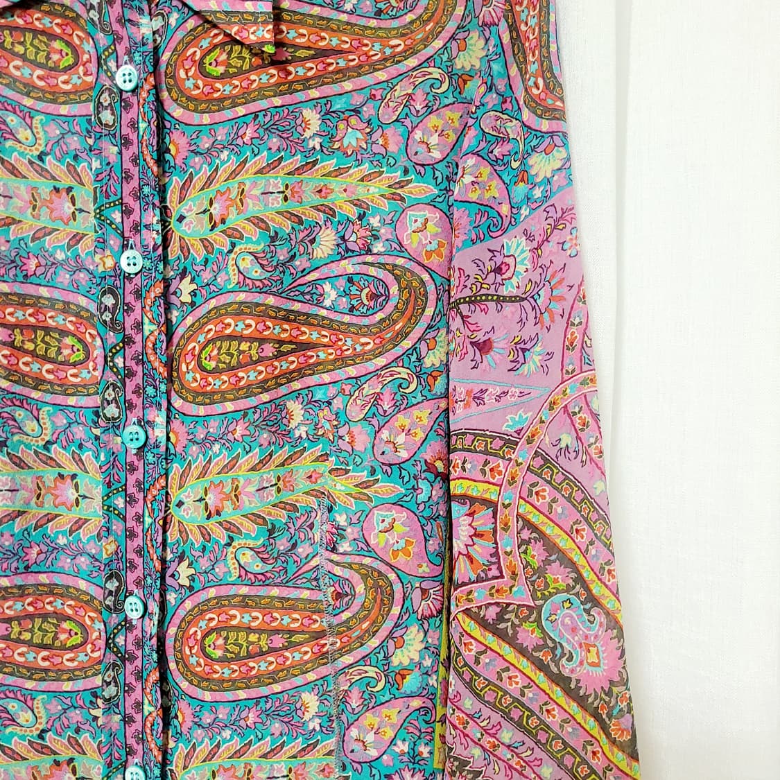 에트로 블라우스 실크100% 시스루 페이즐리 (55-66) 상태완벽 상품이미지3