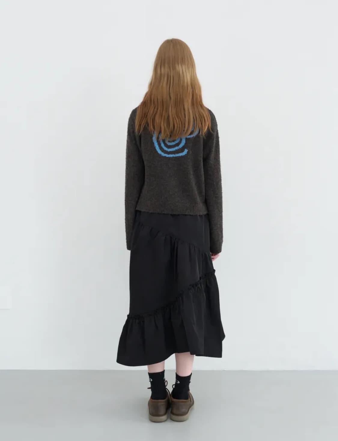 엔조블루스 enzoblues 코튼 셔링 스커트 블랙 상품이미지6