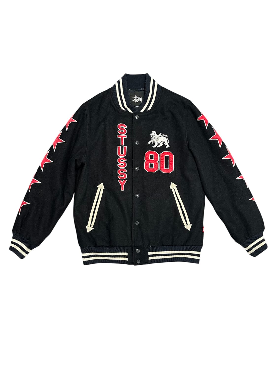 (90s) Stussy Rasta Lion Varsity Jacket 상품이미지5