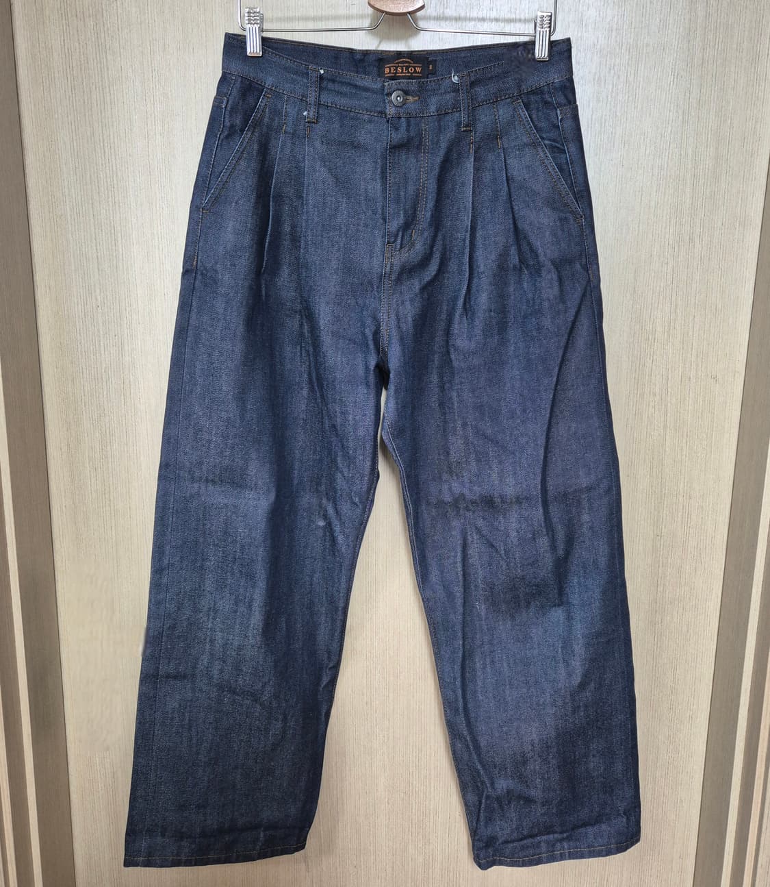 [30] 비슬로우 BESLOW 투턱 인디고 와이드 데님 진 팬츠 상품이미지1