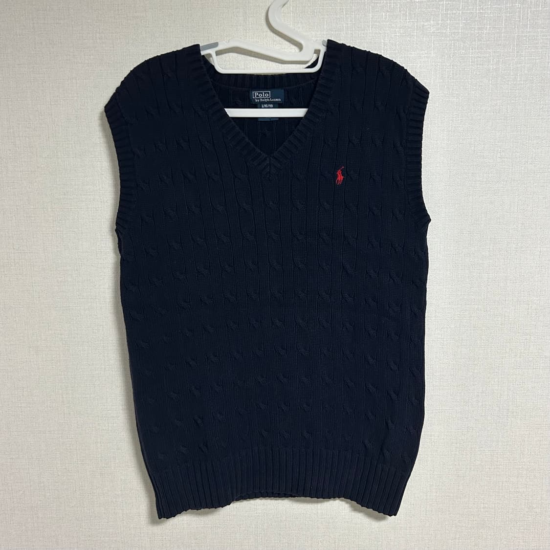 폴로 랄프로렌 케이블 꽈배기 니트조끼 베스트 네이비   상품이미지3
