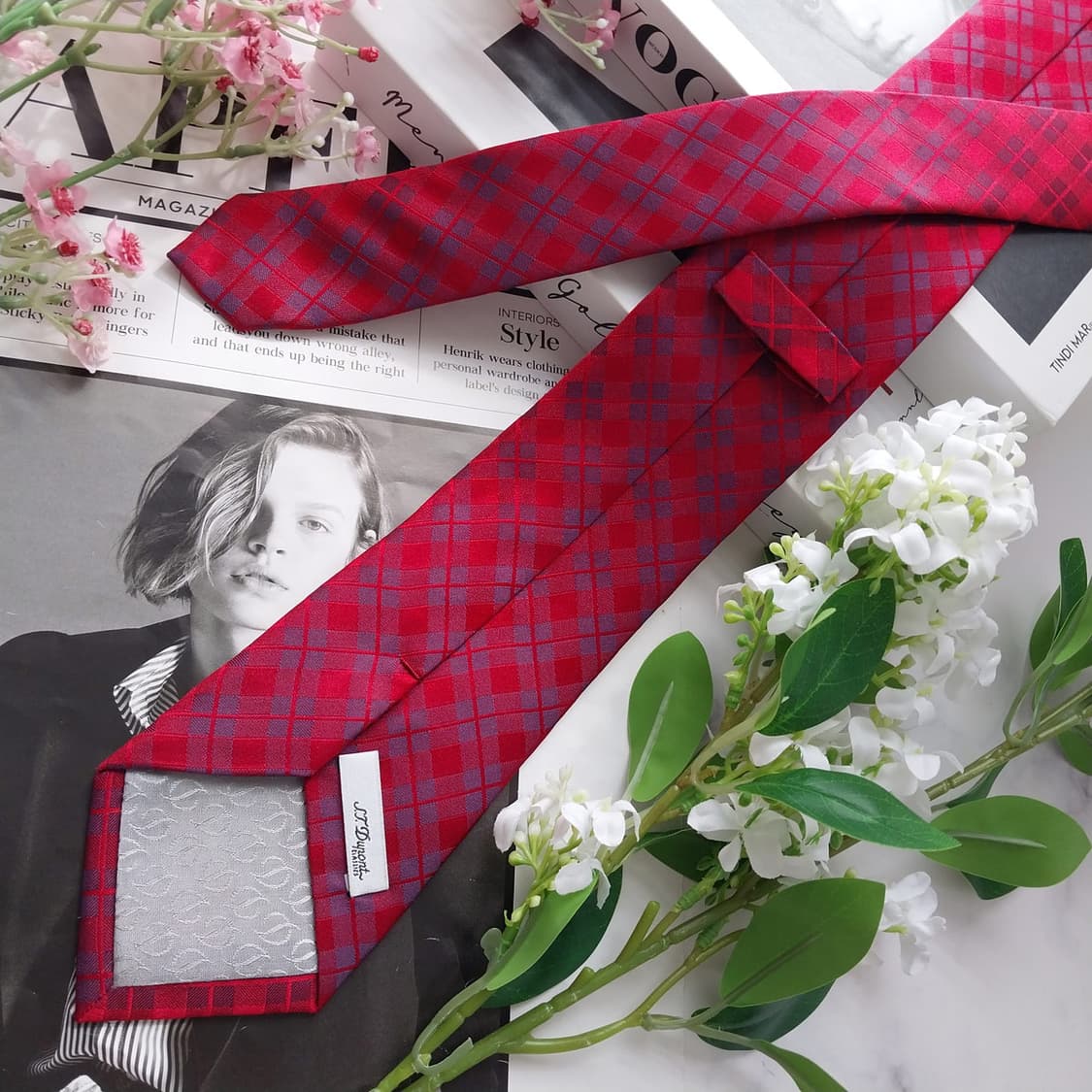 에스.티. 듀퐁 실크 체크 패턴 넥타이 8.1cm A+~A등급 K2335 상품이미지4