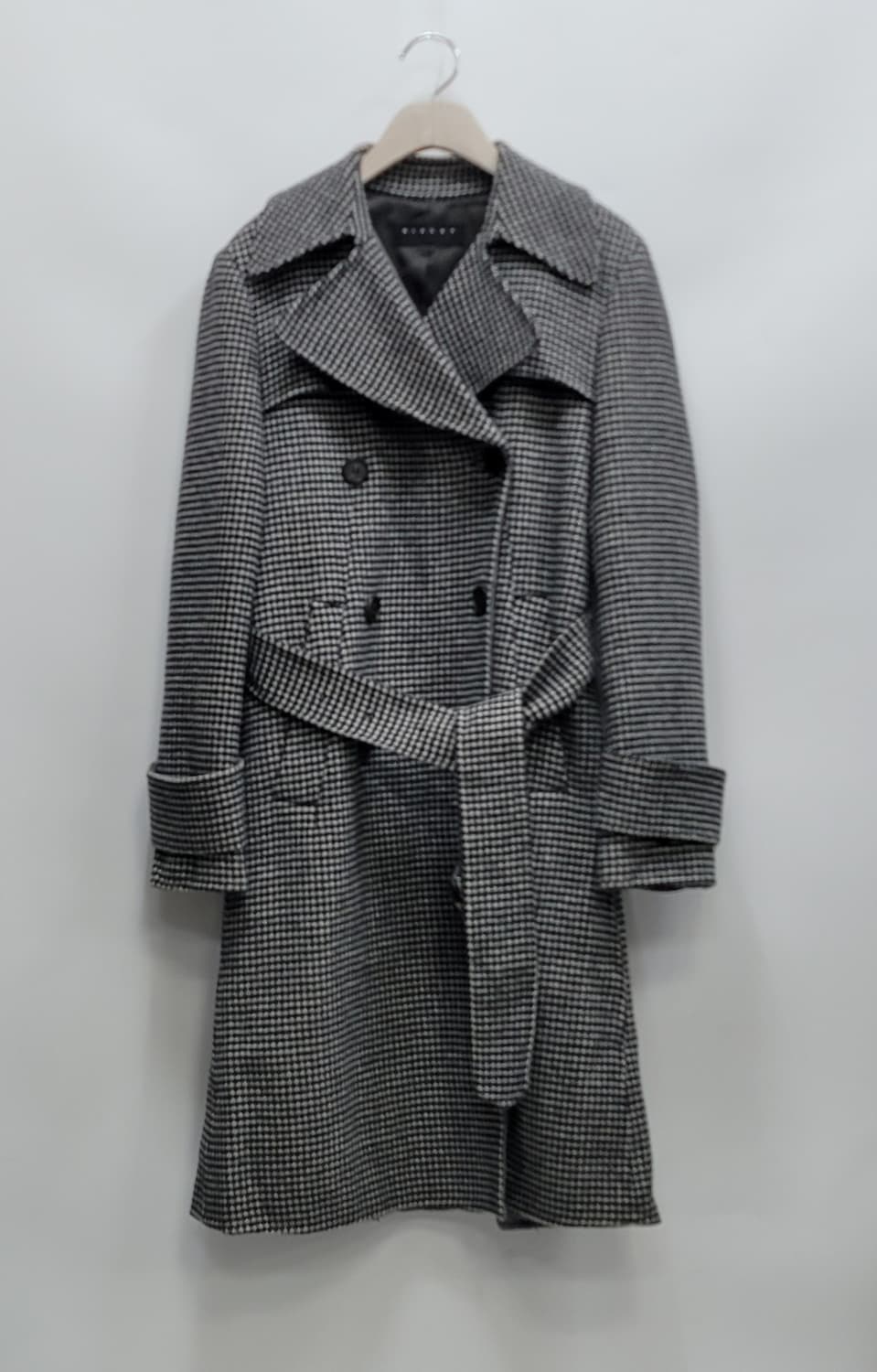 SISLEY 시슬리 벨티드 모노 체크 울 코트 / 여 42 (90)
 상품이미지1