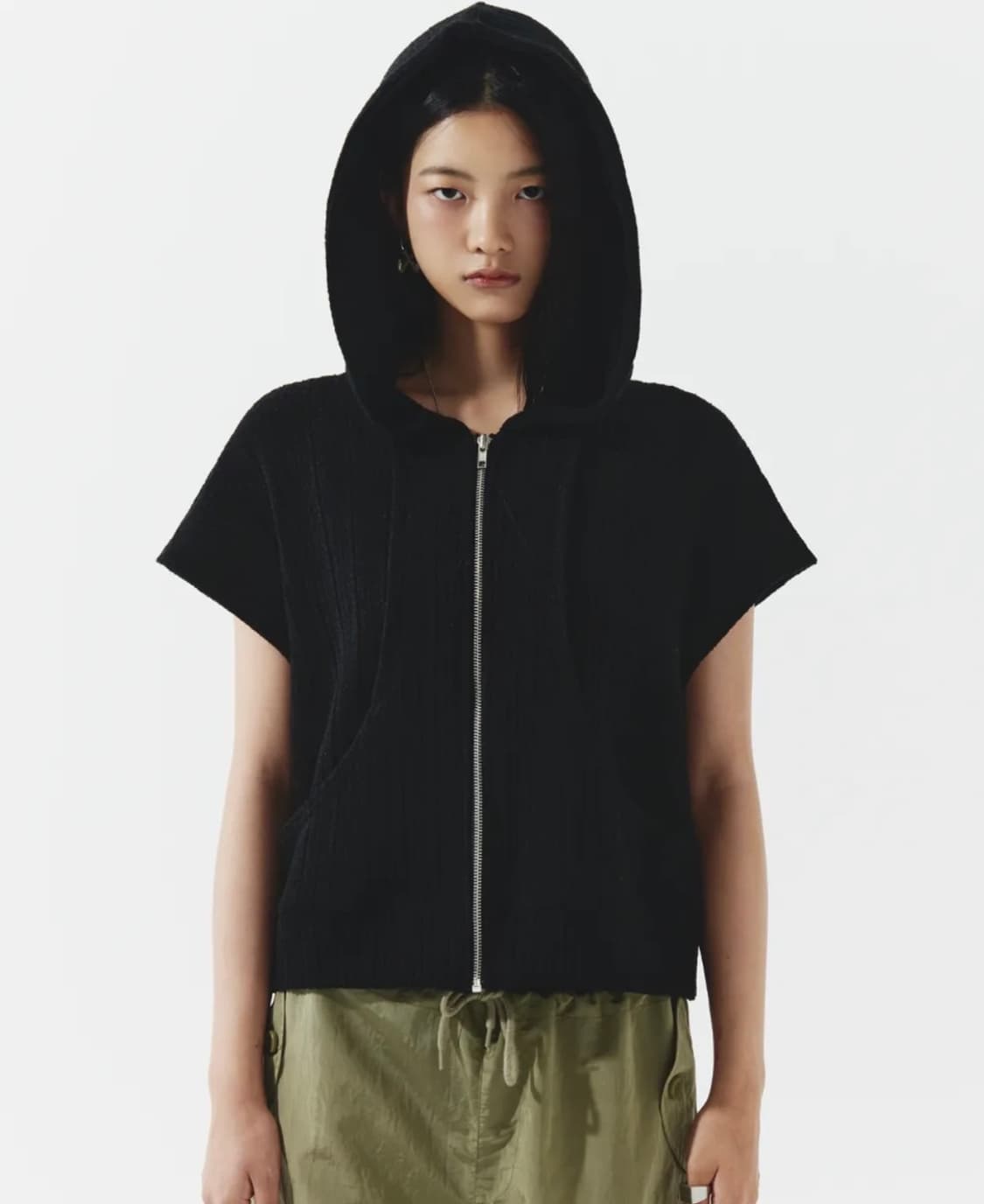 leey 부클레 후드집업 vest black 상품이미지3