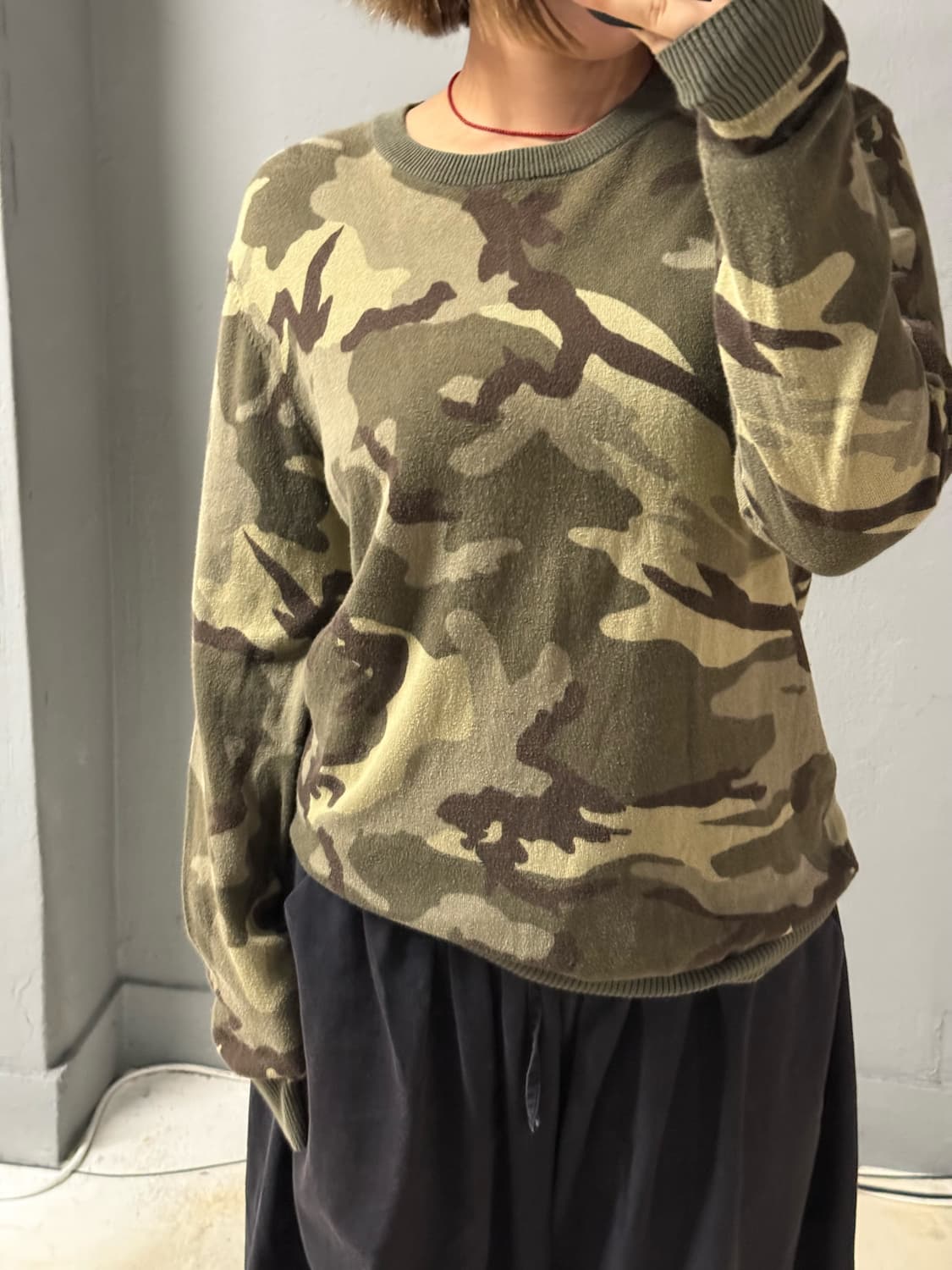 camouflage pattern knit sleeve 상품이미지2
