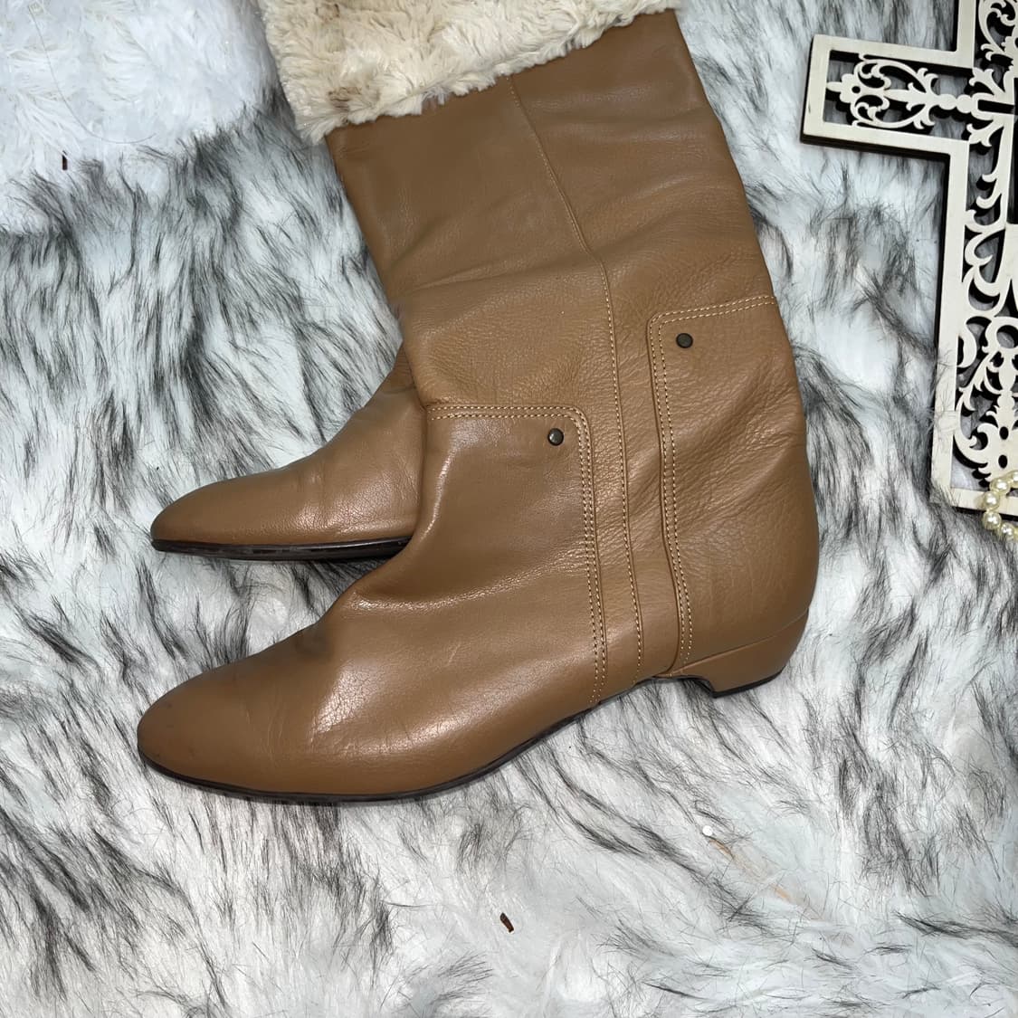 빈티지 브라운 레더 퍼부츠 상품이미지4