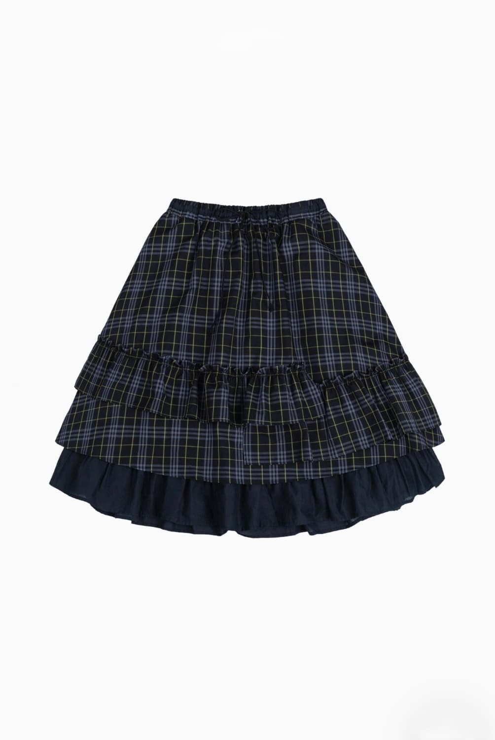 오헤시오 체크 프릴 미디 스커트 네이비 상품이미지1