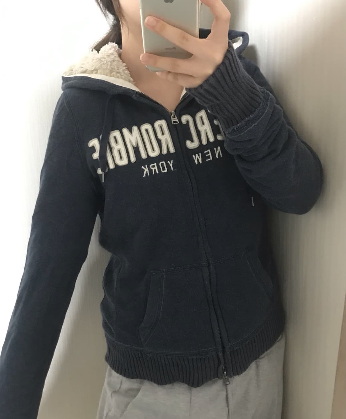 아베크롬비 울프죠 양털 네이비 후드집업 상품이미지1