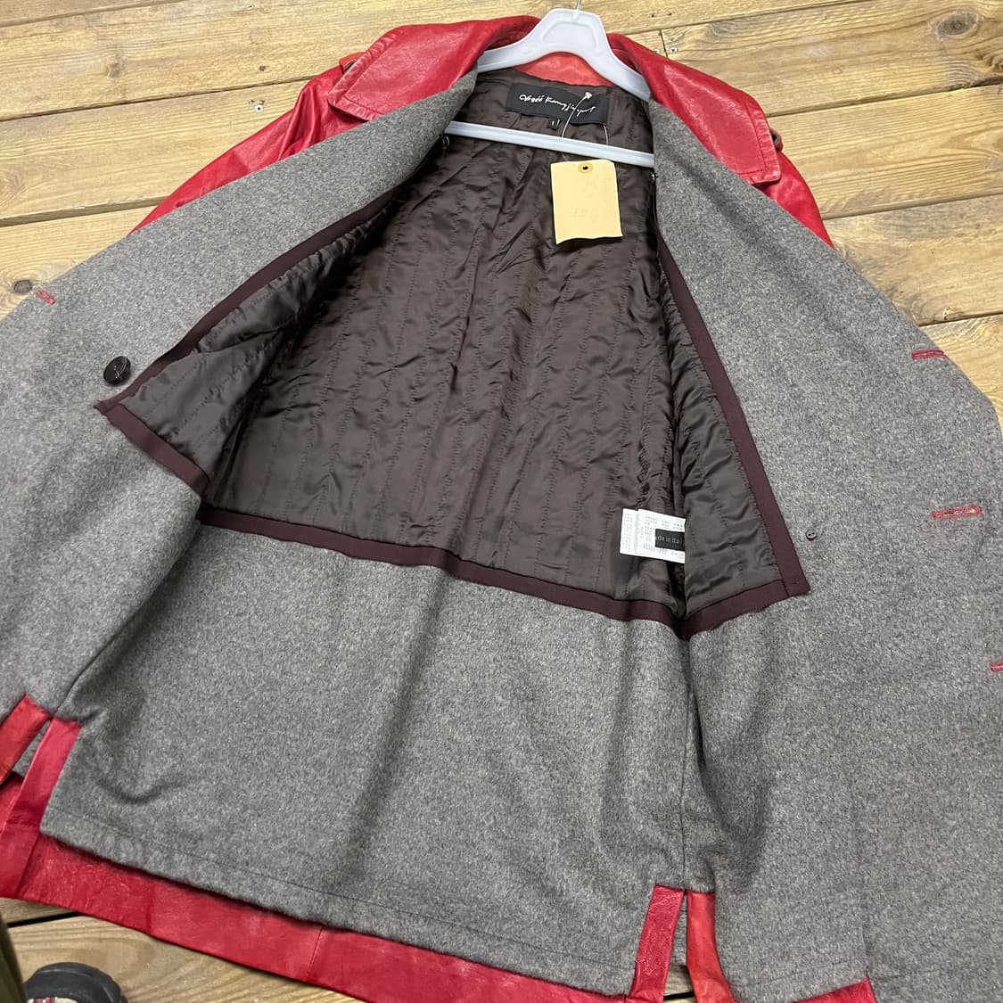 오브제 양가죽 울 배색 코트 자켓 상품이미지5