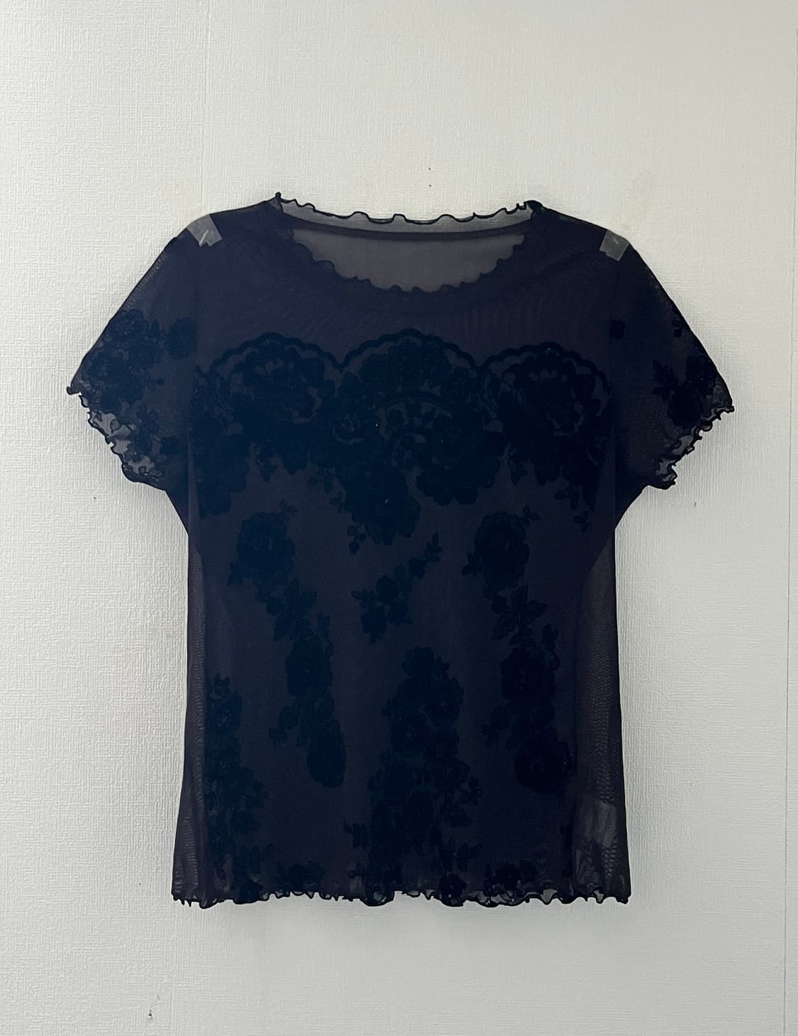DARK PURPLE FLORAL LACE TOP 상품이미지1