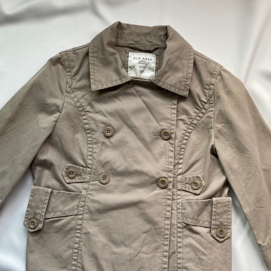 빈티지 카라 버튼 숏 자켓 / 코튼 코트 베이지 상품이미지2