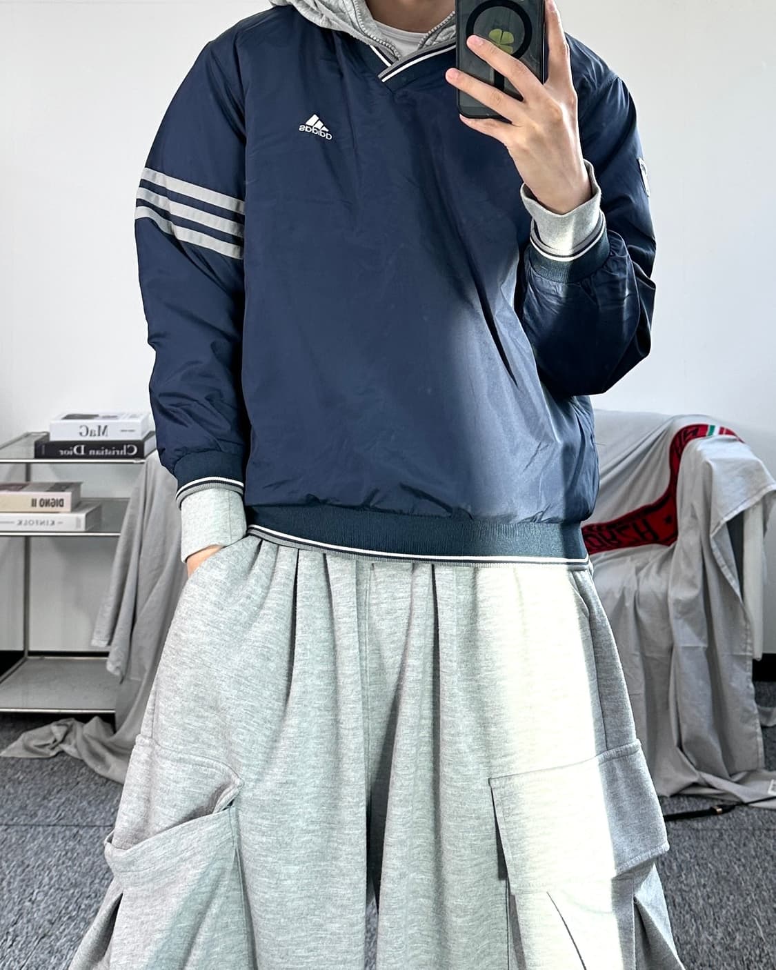 아디다스 네이비 우븐 웜업 155 상품이미지3