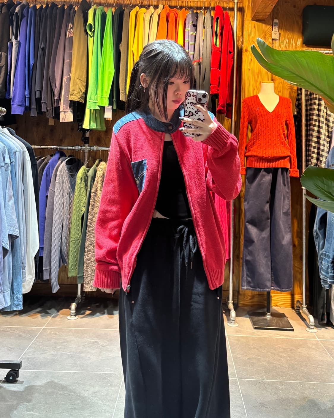 L 리바이스 데님믹스 레드 니트집업 상품이미지1