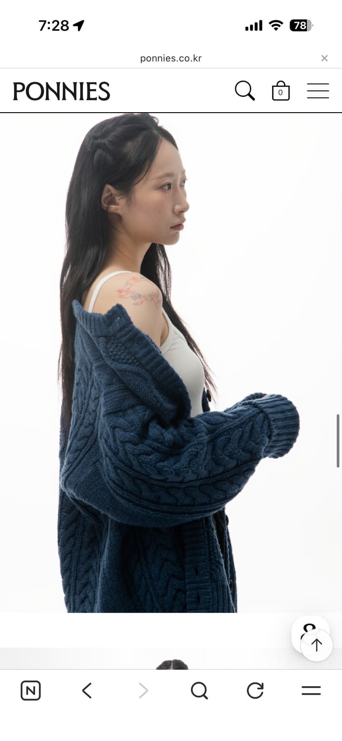 포니즈 데님 케이블 니트 가디건 상품이미지3