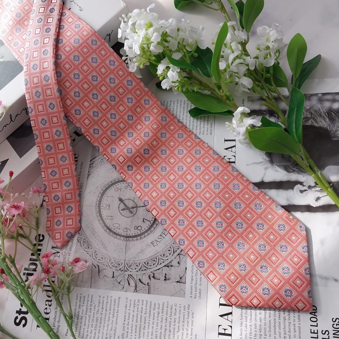 아쿠아스큐텀 넥타이 핑크 패턴 9.5cm A+등급 A1980
 상품이미지3