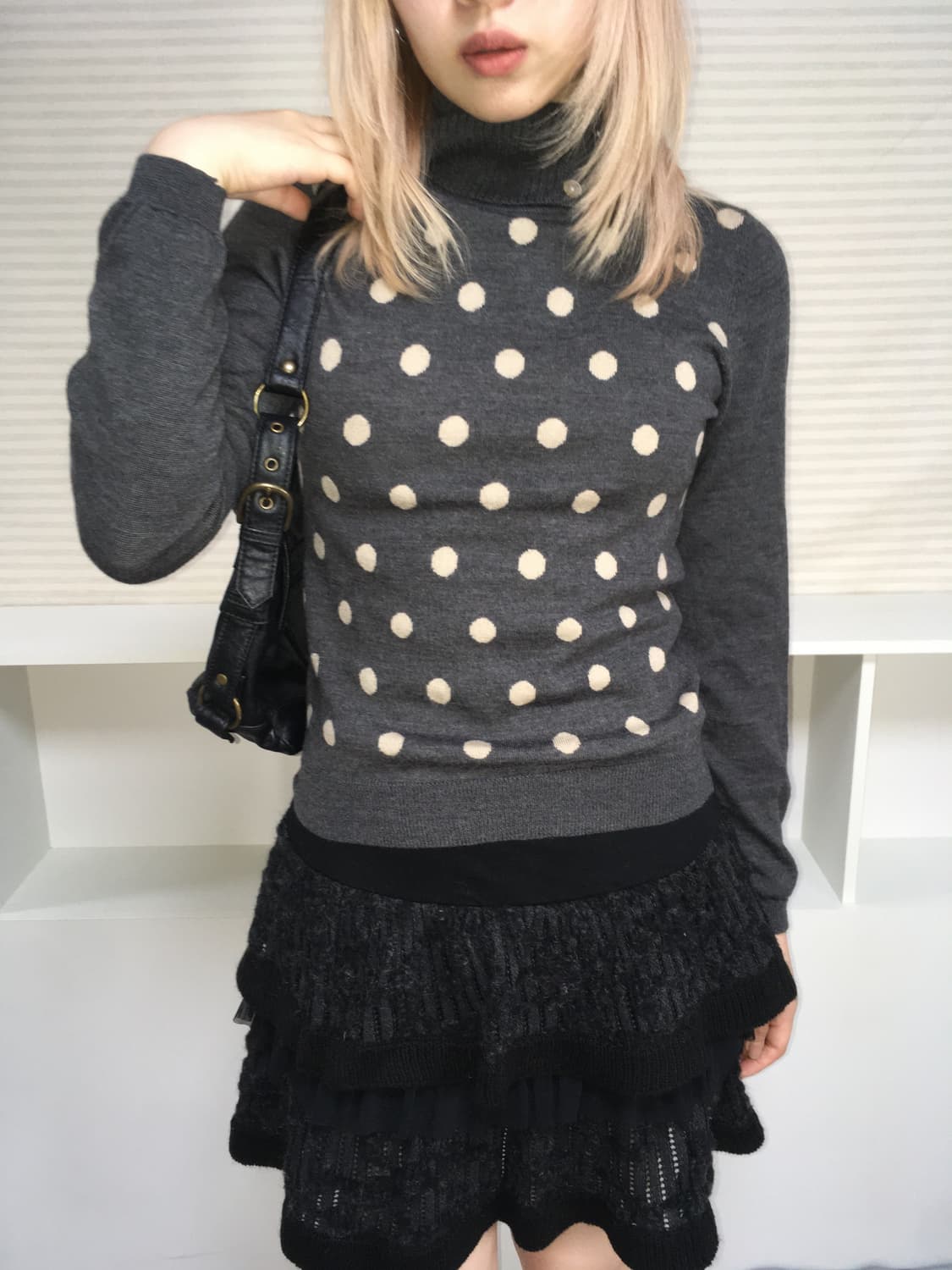 jpn vintage charcoal dot pullover knit 상품이미지3