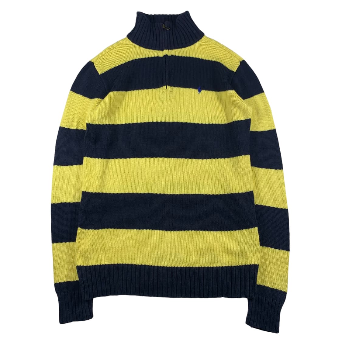 폴로 노랑 스트라이프 반집업 니트 상품이미지1