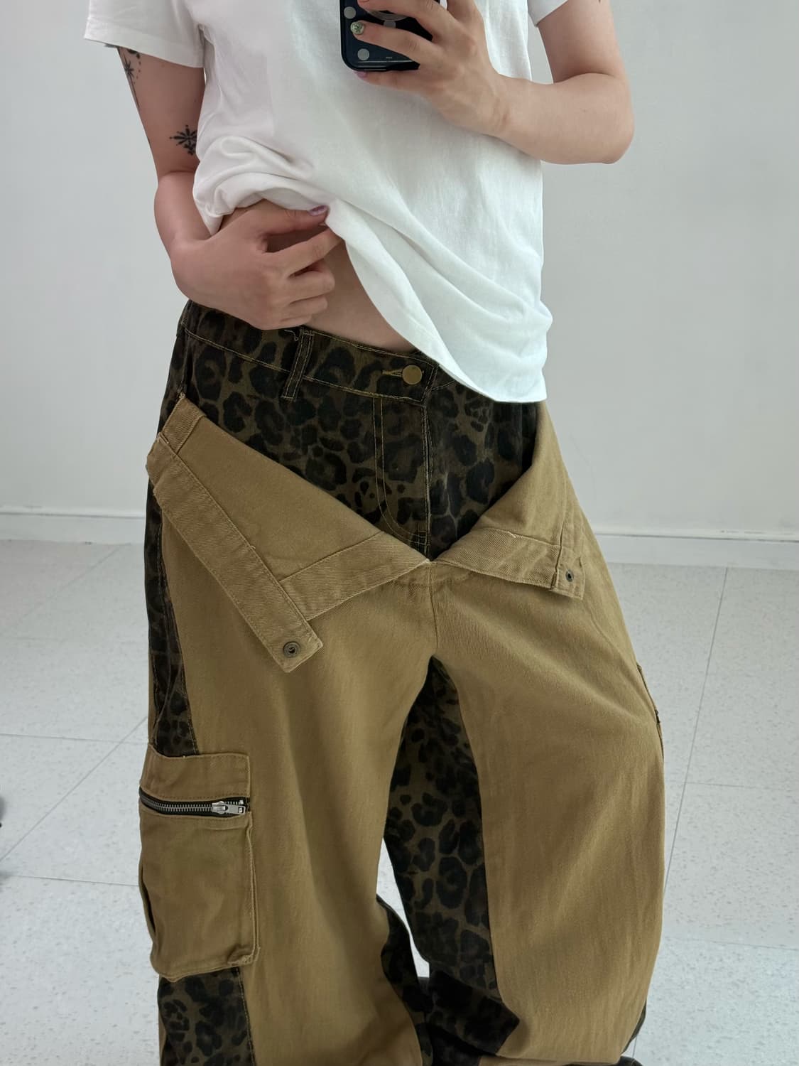 빈티지 레이어드 호피 와이드 팬츠 상품이미지5