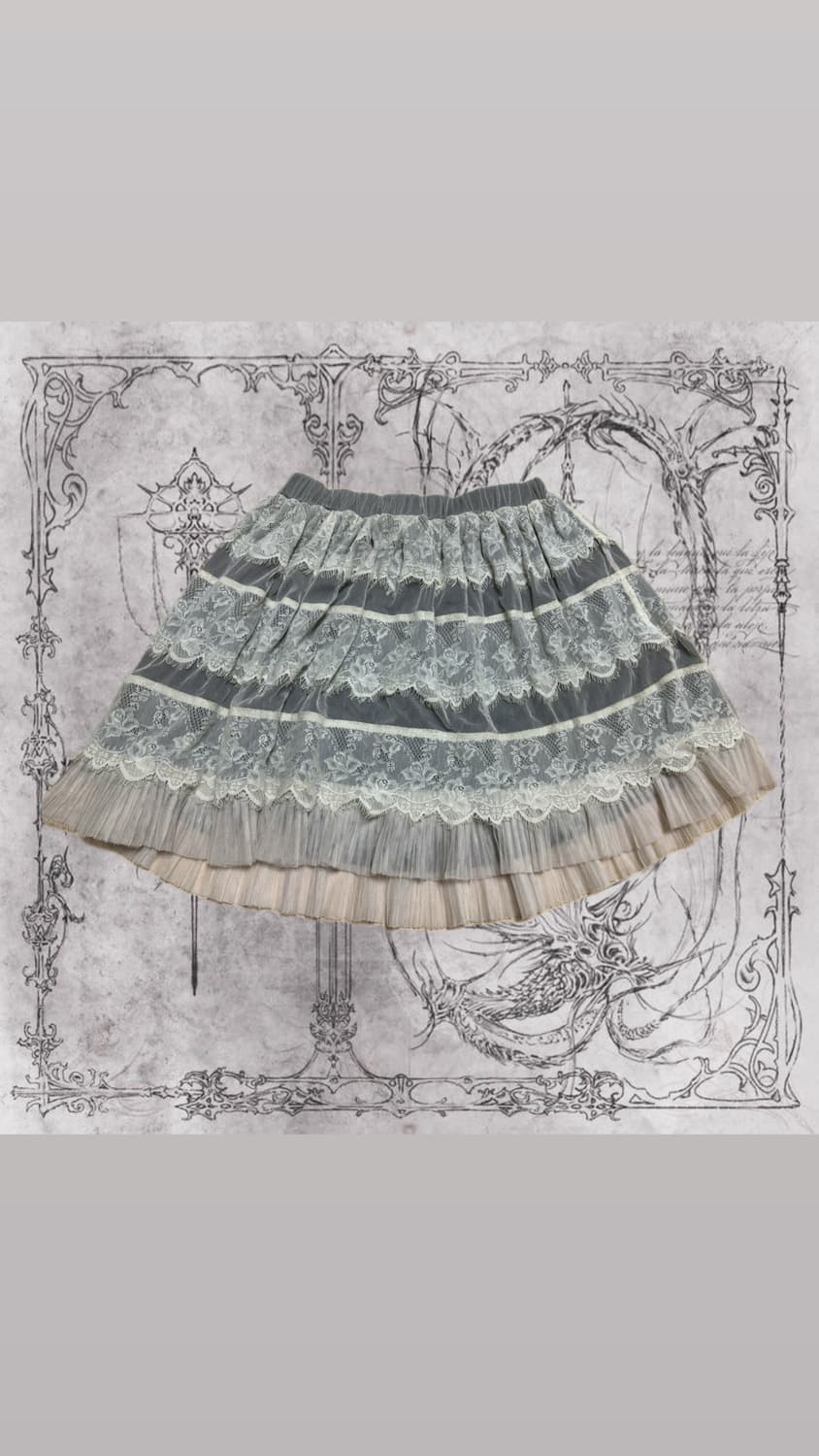 그레이 레이스디테일 캉캉 스커트 상품이미지1