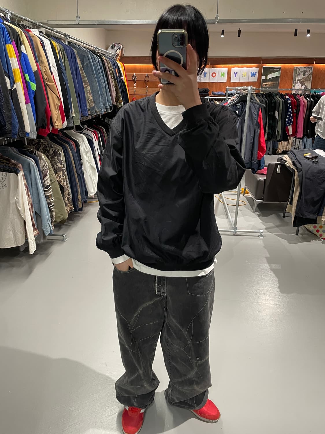 IZOD 빈티지 바람막이 웜업(블랙)   상품이미지4